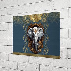 Холст прямоугольный Слон лотос и золотая мандала, цвет: 3D-принт — фото 2