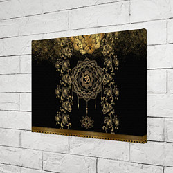 Холст прямоугольный Лотос мандала и символ Ом с золотыми узорами, цвет: 3D-принт — фото 2