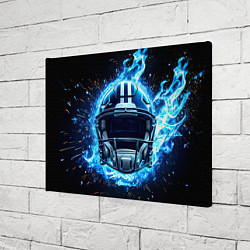 Холст прямоугольный Шлем для американского футбола в синем пламени, цвет: 3D-принт — фото 2
