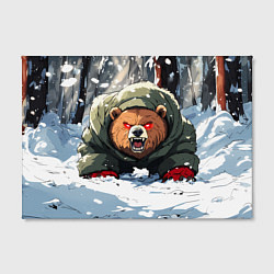 Холст прямоугольный Злой медведь с красными глазами, цвет: 3D-принт — фото 2