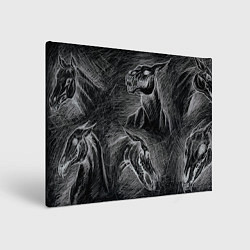 Холст прямоугольный Черепа лошадей - эскиз, цвет: 3D-принт