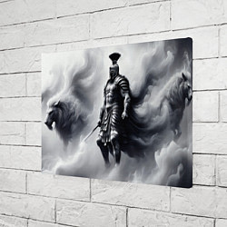 Холст прямоугольный Спартанский воин среди львов, цвет: 3D-принт — фото 2