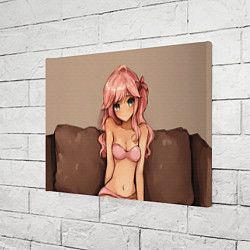 Холст прямоугольный Скромная девушка с розовыми волосами, цвет: 3D-принт — фото 2