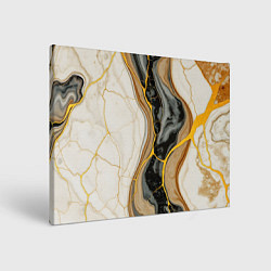 Холст прямоугольный Золотистые прожилки в мраморе, цвет: 3D-принт