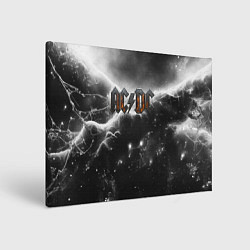 Картина прямоугольная ACDC металлический лого черно-белая текстура