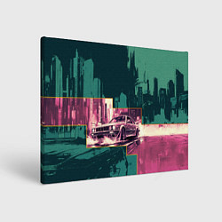 Холст прямоугольный Дрифтующий спорткар, цвет: 3D-принт