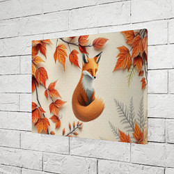 Холст прямоугольный Лис под осенними листьями, цвет: 3D-принт — фото 2