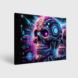 Холст прямоугольный Neon cyber skull, цвет: 3D-принт