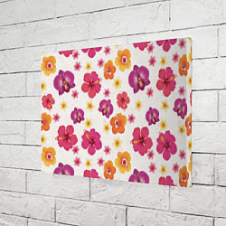 Холст прямоугольный Тропический букет - узор с яркими гибискусами и ор, цвет: 3D-принт — фото 2