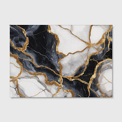 Холст прямоугольный Мрамор белый и черный с золотом, цвет: 3D-принт — фото 2