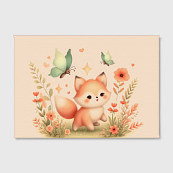 Холст прямоугольный Лиса и мотыльки, цвет: 3D-принт — фото 2