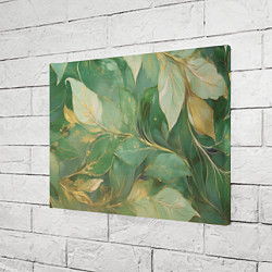 Холст прямоугольный Зеленые и золотые листья - паттерн, цвет: 3D-принт — фото 2