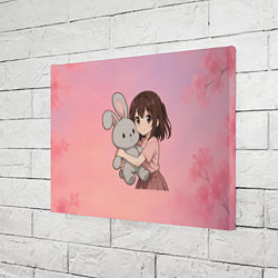 Холст прямоугольный Девочка обнимает зайцика в аниме, цвет: 3D-принт — фото 2
