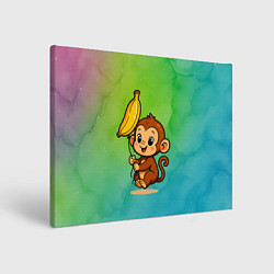 Холст прямоугольный Обезьянка с воздушным шариком бананом, цвет: 3D-принт