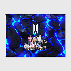 Холст прямоугольный BTS синее свечение на фоне, цвет: 3D-принт — фото 2