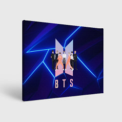 Холст прямоугольный BTS на темно-синем фоне, цвет: 3D-принт