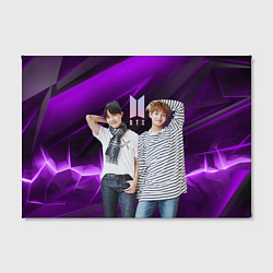 Холст прямоугольный BTS черно-фиолетовый фон, цвет: 3D-принт — фото 2