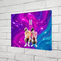 Холст прямоугольный BTS розово-синий фон, цвет: 3D-принт — фото 2