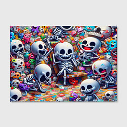 Холст прямоугольный Смеющиеся прикольные скелетики - нейроарт, цвет: 3D-принт — фото 2