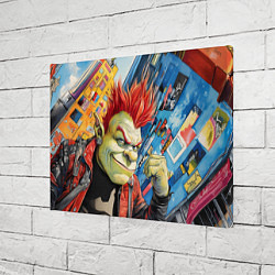 Холст прямоугольный Панк Шрек на фоне домов, цвет: 3D-принт — фото 2