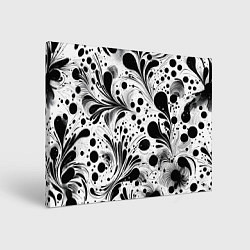 Холст прямоугольный Кляксы и растения - нейроарт паттерн, цвет: 3D-принт