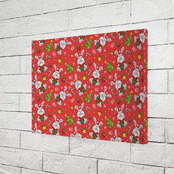 Холст прямоугольный Новогодний паттерн с зайчиком, цвет: 3D-принт — фото 2