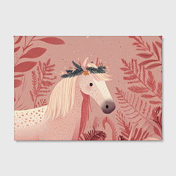 Холст прямоугольный Лошадка с новогодним венком, цвет: 3D-принт — фото 2