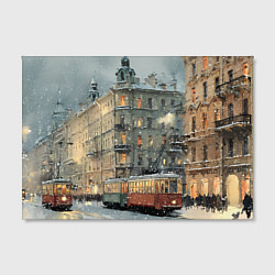 Холст прямоугольный Трамваи в зимнем Санкт-Петербурге, цвет: 3D-принт — фото 2