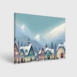 Холст прямоугольный Новогодние дома, цвет: 3D-принт
