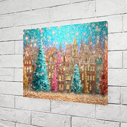 Холст прямоугольный Новогодний город в блестках, цвет: 3D-принт — фото 2