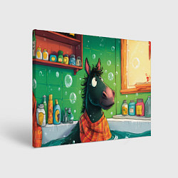 Холст прямоугольный Лошадь моется в ванной, цвет: 3D-принт