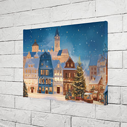 Холст прямоугольный Новогодний дворик и елка, цвет: 3D-принт — фото 2