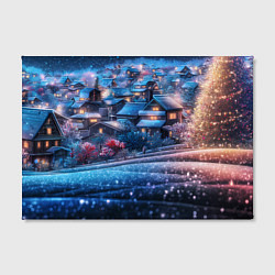 Холст прямоугольный Новогодний двор в блестках, цвет: 3D-принт — фото 2