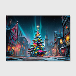 Холст прямоугольный Новогодняя елка в гирляндах, цвет: 3D-принт — фото 2