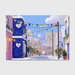 Холст прямоугольный Предновогодний праздничный дворик, цвет: 3D-принт — фото 2