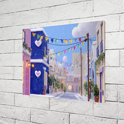 Холст прямоугольный Предновогодний праздничный дворик, цвет: 3D-принт — фото 2