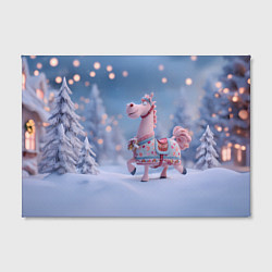 Холст прямоугольный Новогодняя милая лошадка, цвет: 3D-принт — фото 2