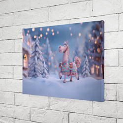 Холст прямоугольный Новогодняя милая лошадка, цвет: 3D-принт — фото 2