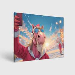 Картина прямоугольная Новогодний конь сэлфи