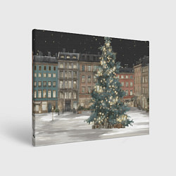 Холст прямоугольный Елка во дворе, цвет: 3D-принт