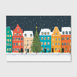 Холст прямоугольный Новогодний снежный город, цвет: 3D-принт — фото 2