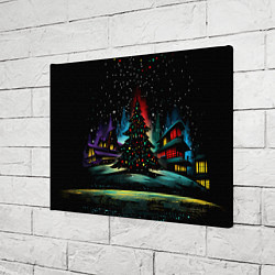 Холст прямоугольный Новый год на черном фоне, цвет: 3D-принт — фото 2