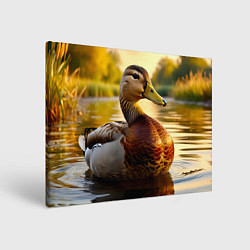 Картина прямоугольная Утка на пруду