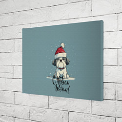 Холст прямоугольный С Новым годом - карикатурная собачка, цвет: 3D-принт — фото 2