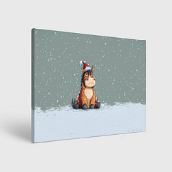 Холст прямоугольный Лошадка на фоне снегопада, цвет: 3D-принт