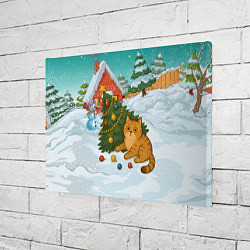 Холст прямоугольный Толстый кот уронил елку, цвет: 3D-принт — фото 2