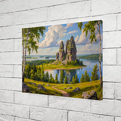 Холст прямоугольный Скалы у озера: песнь лета, цвет: 3D-принт — фото 2