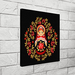 Холст квадратный Матрешка - хохлома, цвет: 3D-принт — фото 2