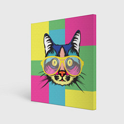 Холст квадратный Поп-арт котик, цвет: 3D-принт