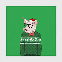 Холст квадратный New Year: Hipster Piggy, цвет: 3D-принт — фото 2